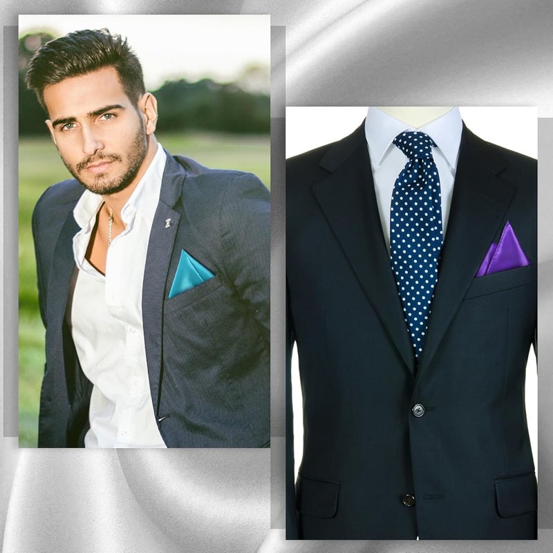Newcotte 40 Pcs Pocket Squares for Men Assorted Solid Color Handkerchief Suit Pocket Handkerchief Soft Square Handy - Image 5